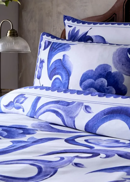 Paoletti Azzuro Printed Cotton Pillowcase
