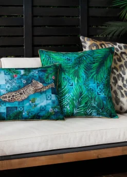 Paoletti Dark Blue Majorelle Palm Outdoor Outdoor Cushion