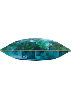Paoletti Dark Blue Majorelle Leopard Outdoor Piped Outdoor Cushion
