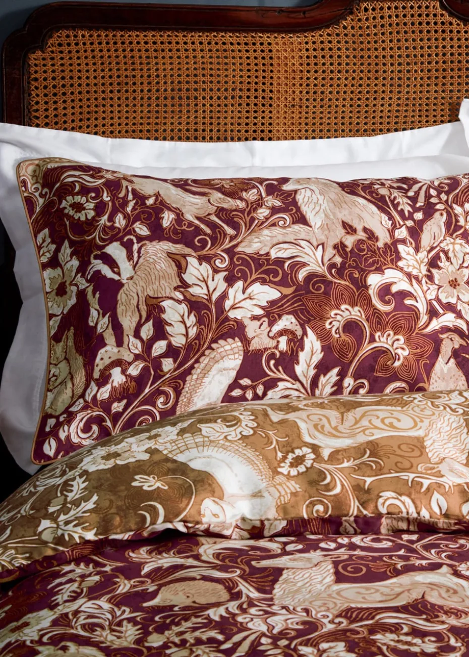 Paoletti Harewood British Animal 100% Cotton Duvet Cover Set Ruby