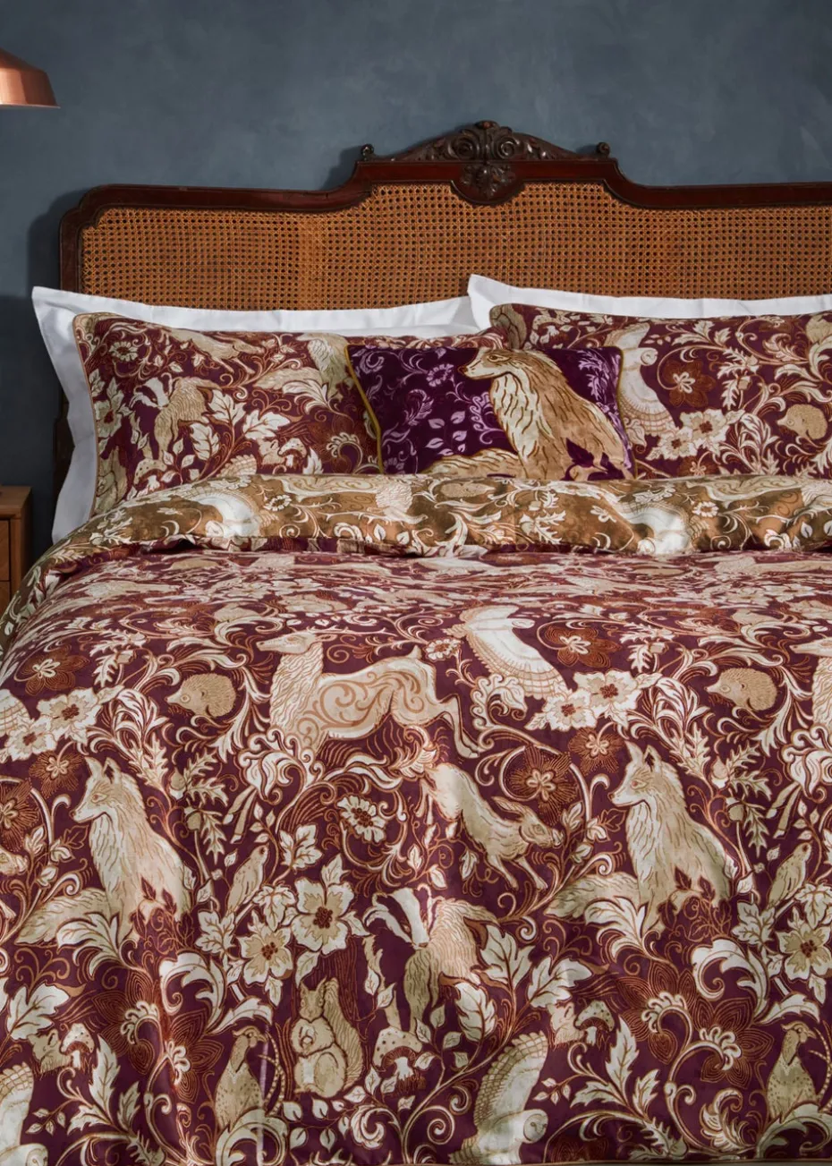 Paoletti Harewood British Animal 100% Cotton Duvet Cover Set Ruby