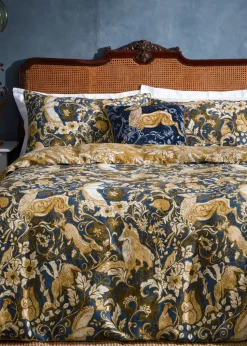 Paoletti Harewood British Animal 100% Cotton Duvet Cover Set Blue