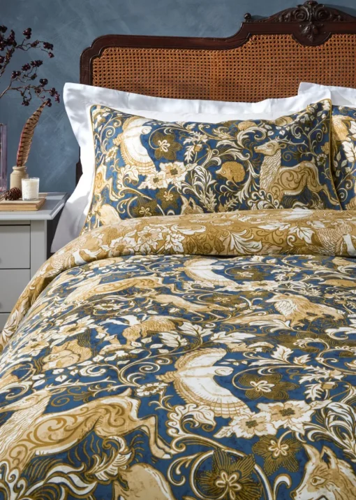 Paoletti Harewood British Animal 100% Cotton Duvet Cover Set Blue