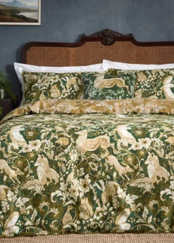 Paoletti Harewood British Animal 100% Cotton Duvet Cover Set Emerald
