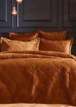 Paoletti Palmeria Quilted Velvet Duvet Cover Set