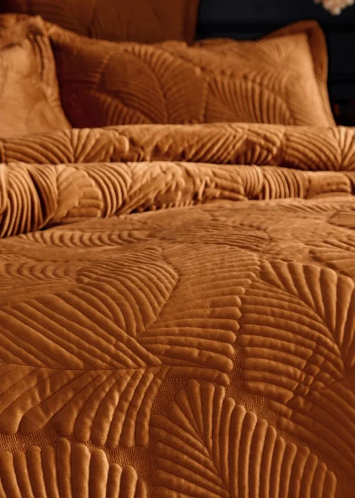 Paoletti Palmeria Quilted Velvet Duvet Cover Set