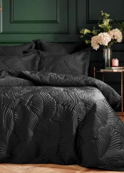 Paoletti Palmeria Quilted Velvet Duvet Cover Set