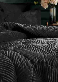 Paoletti Palmeria Quilted Velvet Duvet Cover Set