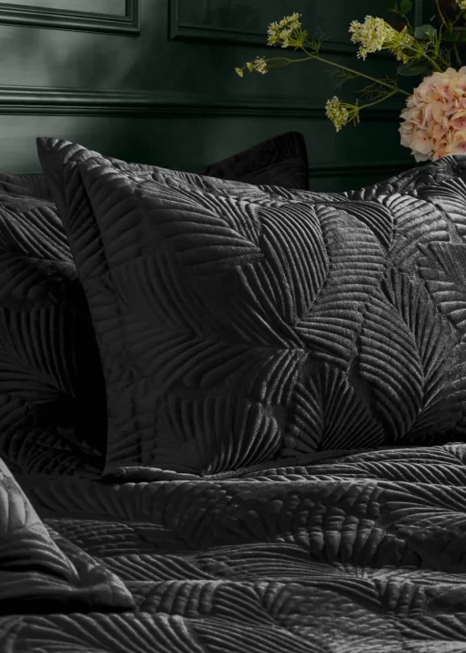 Paoletti Palmeria Quilted Velvet Duvet Cover Set