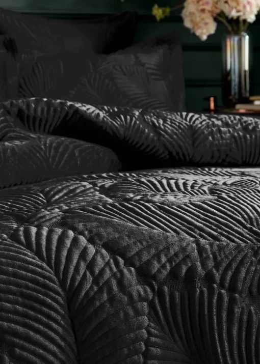 Paoletti Palmeria Quilted Velvet Duvet Cover Set