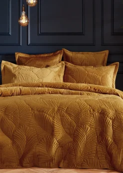 Paoletti Palmeria Quilted Velvet Duvet Cover Set