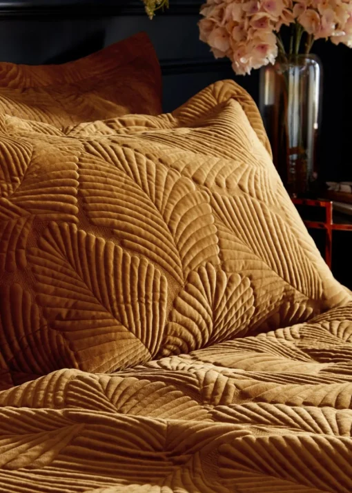Paoletti Palmeria Quilted Velvet Duvet Cover Set