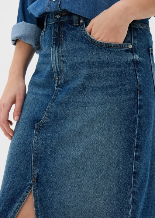 Papaya Petite Mid Wash Denim Midi Skirt