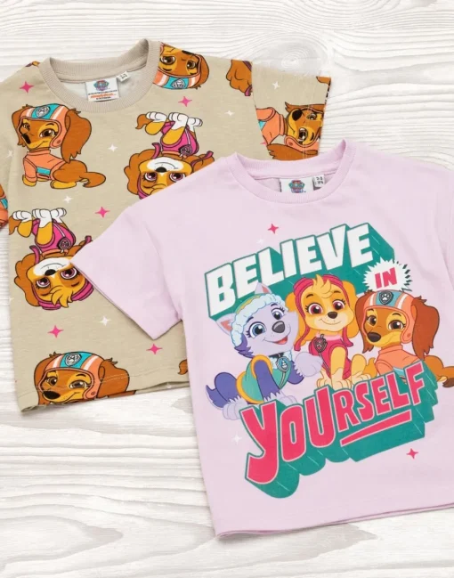 Paw Patrol Girls Multicoloured Believe In Yourself 2 Pack T-Shirts (2 - 7 Years)