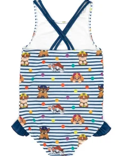 Paw Patrol Kids Striped White & Navy 1 Piece Swimsuit (18 Months-8 Years)