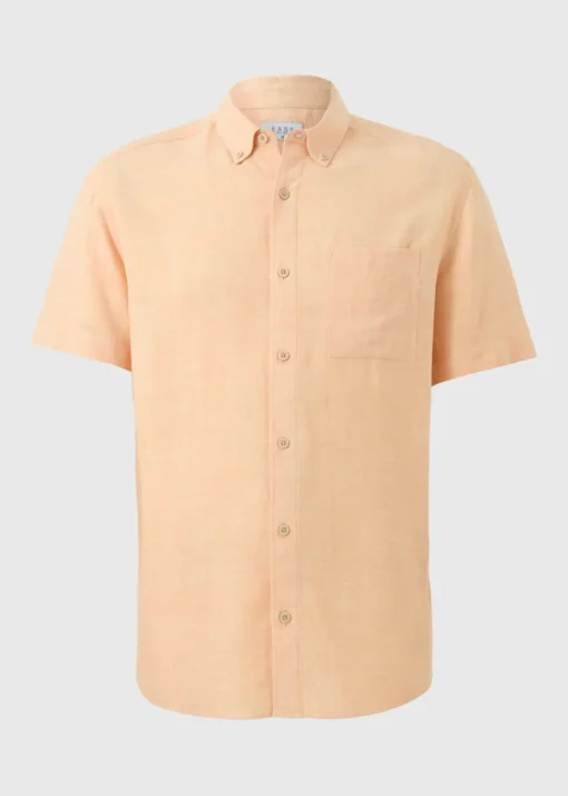 Peach Dyed Linen Blend Shirt