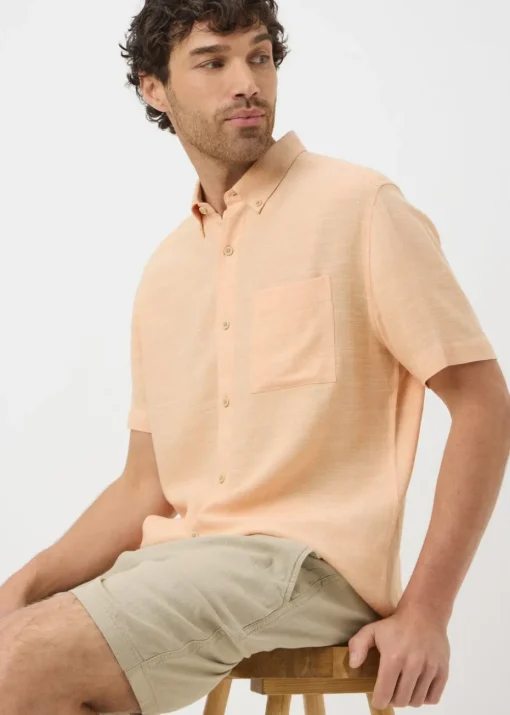 Peach Dyed Linen Blend Shirt