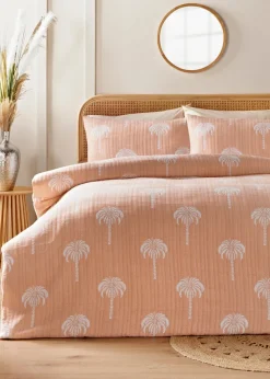 Peach Palm Stitch Duvet Set