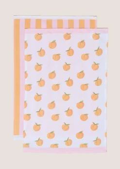 Peach Print Tea Towels