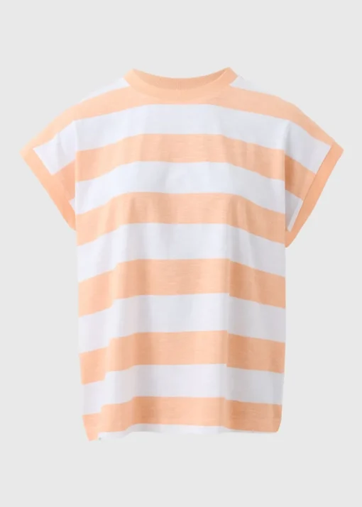 Peach Stripe Short Sleeve Top