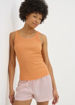 Peach Stripe Shorts & Vest Pyjama Set