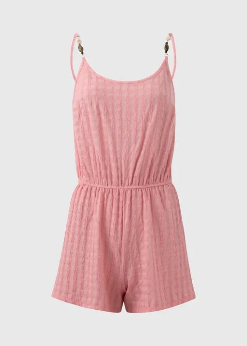 Peach Textured Playsuit