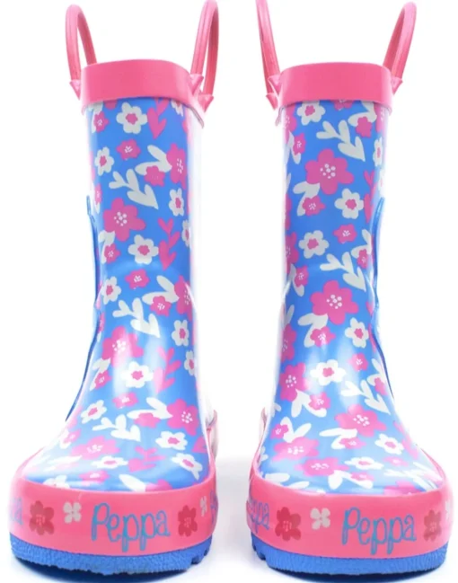 Peppa Pig Girls Blue Peppa Pig Wellington Boots with Handles (4 - 10 Younger)