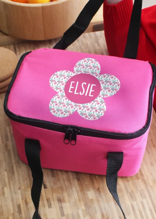 Personalised Memento Company Pink Flower Lunch Bag