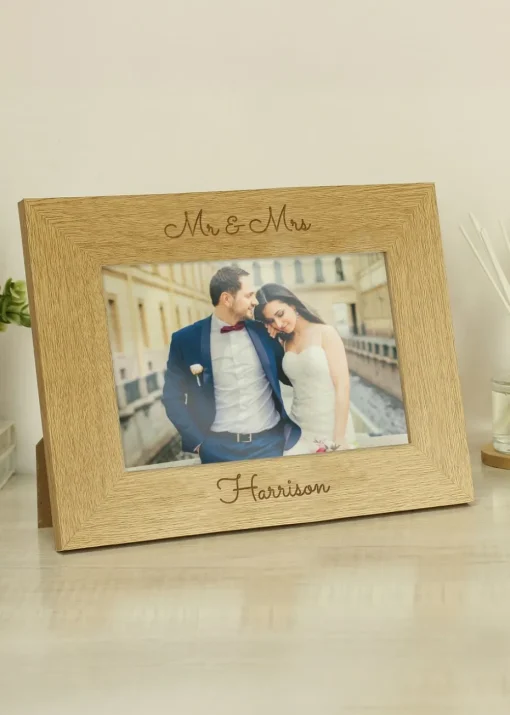 Personalised Memento Company Brown 6x4 Wooden Photo Frame