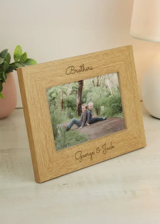 Personalised Memento Company Brown 6x4 Wooden Photo Frame