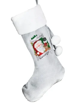 Personalised Memento Company Grey Christmas Santa Stocking