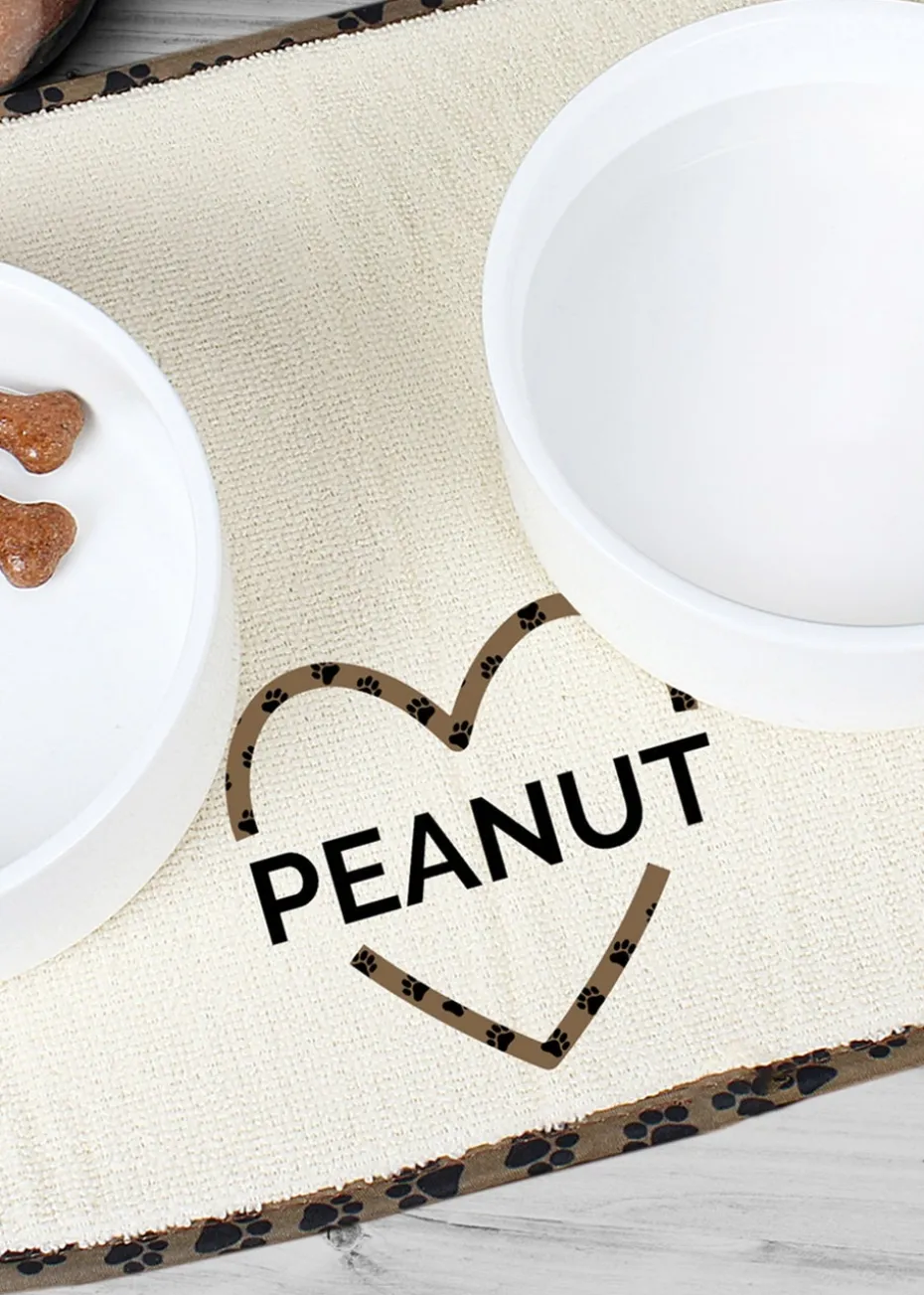 Personalised Memento Company Stone Love Heart Microfibre Pet Bowl Mat