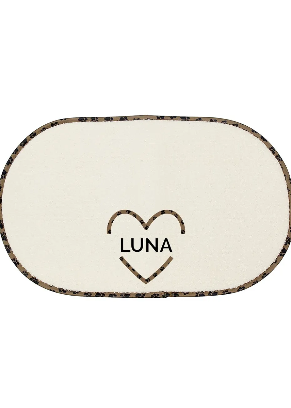 Personalised Memento Company Stone Love Heart Microfibre Pet Bowl Mat