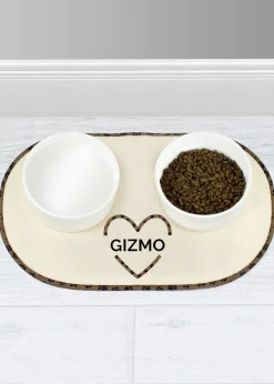 Personalised Memento Company Stone Love Heart Microfibre Pet Bowl Mat