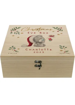 Personalised Memento Company Wood Winter Christmas Eve Tiny Tatty Teddy Large Keepsake Box