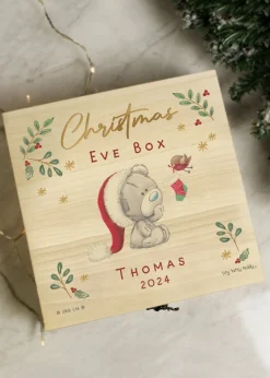 Personalised Memento Company Wood Winter Christmas Eve Tiny Tatty Teddy Large Keepsake Box