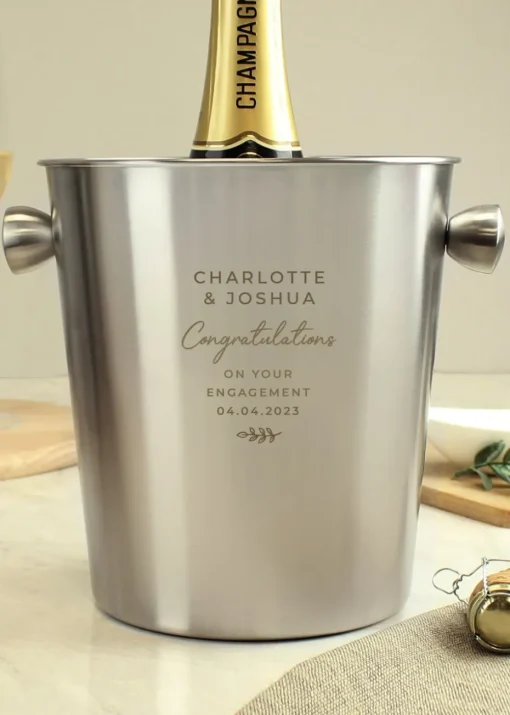 Personalised Memento Company Silver Free Text Stainless Steel Ice Bucket