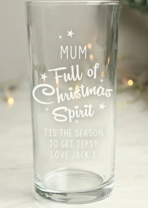 Personalised Memento Company Clear Full Of Christmas Spirit Hi Ball Glass