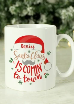 Personalised Memento Company White Santa Claus Is Comin To Town Mug