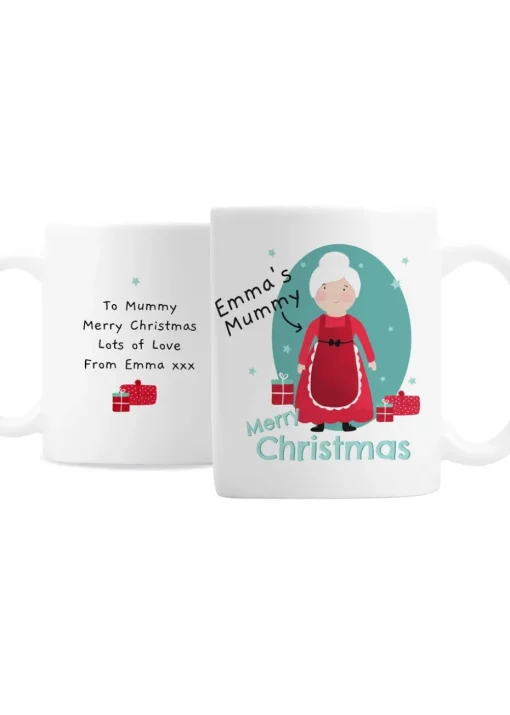 Personalised Memento Company White Mrs Claus Christmas Mug