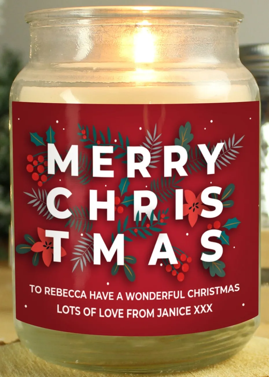 Personalised Memento Company Cream Christmas Large Scented Jar Candle