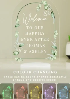 Personalised Memento Company Botanical LED Colour Changing Wedding Sign