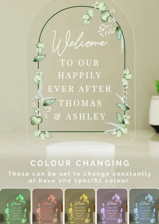 Personalised Memento Company Botanical LED Colour Changing Wedding Sign