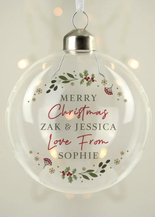Personalised Memento Company Clear Christmas Glass Bauble