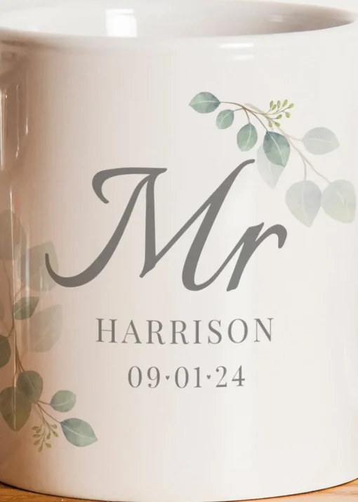 Personalised Memento Company White Botanical Mr Mug