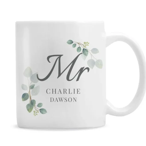 Personalised Memento Company White Botanical Mr Mug