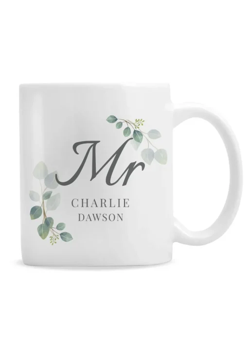 Personalised Memento Company White Botanical Mr Mug