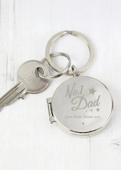 Personalised Memento Company Silver No.1 Dad Photo Keyring