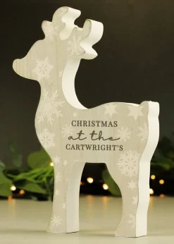 Personalised Memento Company Brown Snowflake Reindeer Ornament