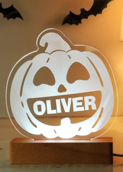 Personalised Memento Company Brown Pumpkin Wooden LED Light